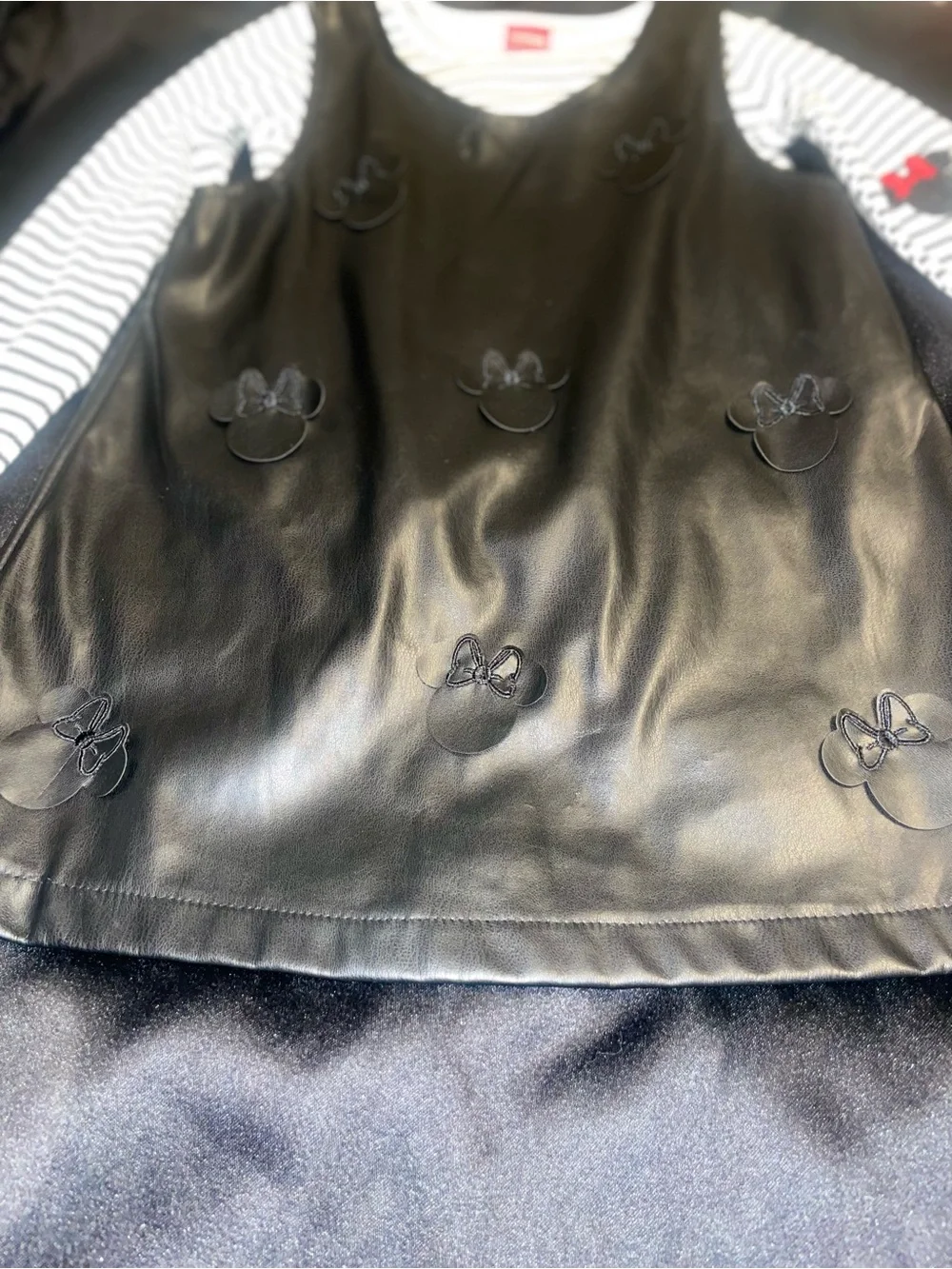 Disney Black Faux Leather Minnie Pinafore Tunic Set